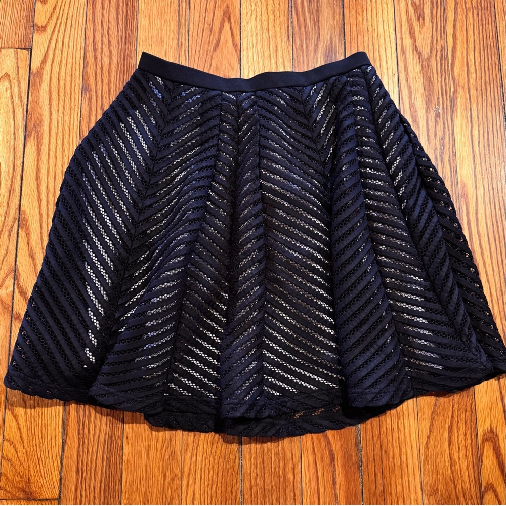 Catherine Malandrino Black Pleated Skater Skirt